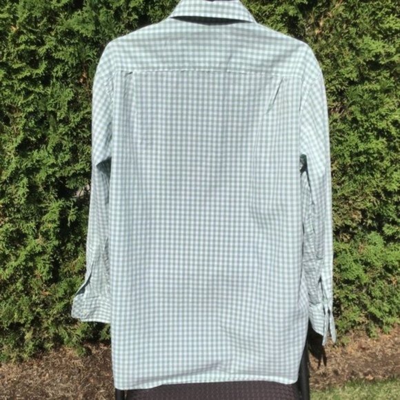 Green, White Gingham Button up Long Sleeve  Shirt - Picture 2 of 4